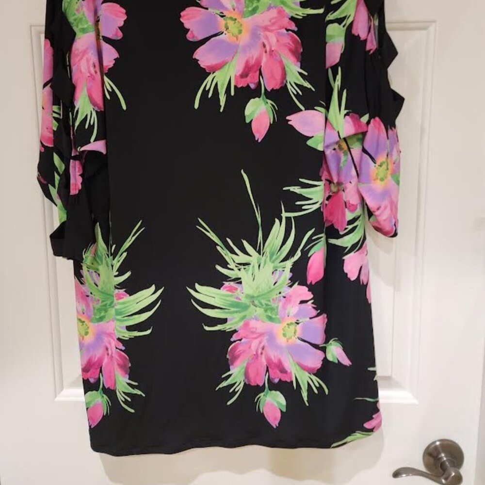 EVA VARRO  XL TUNIC TOP W/ LATTICE SLEEVES NWT - Picture 2 of 7